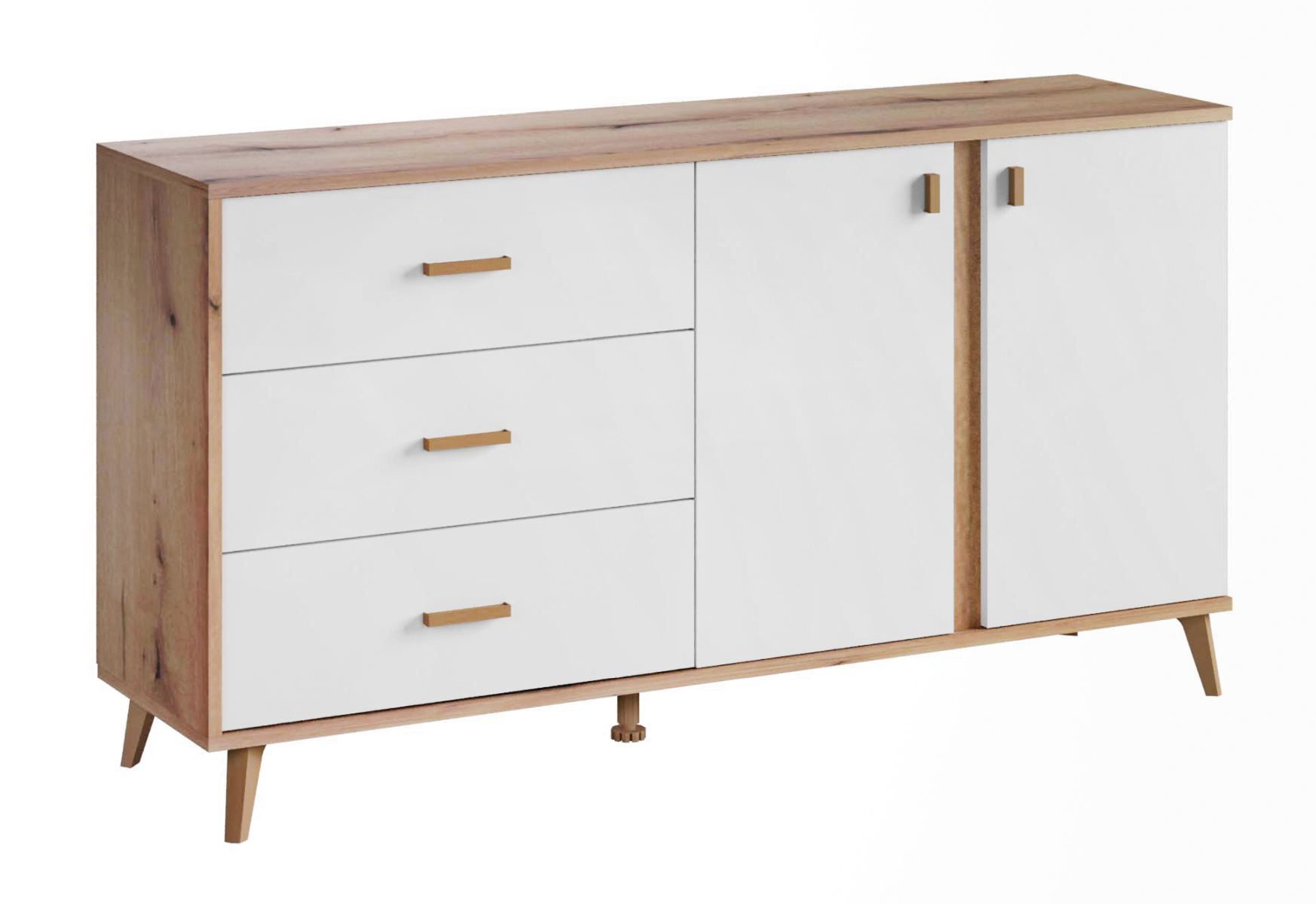 Sisamon 02 chest of drawers, color: Artisan oak / white - Dimensions: 81 x 154 x 40 cm (H x W x D)