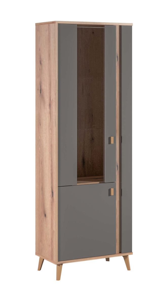 Sisamon 06 display cabinet, color: Artisan oak / grey - Dimensions: 188 x 66 x 35 cm (H x W x D)