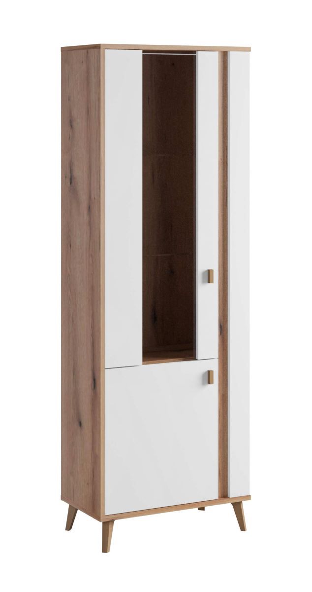 Sisamon 06 display cabinet, color: Artisan oak / white - Dimensions: 188 x 66 x 35 cm (H x W x D)