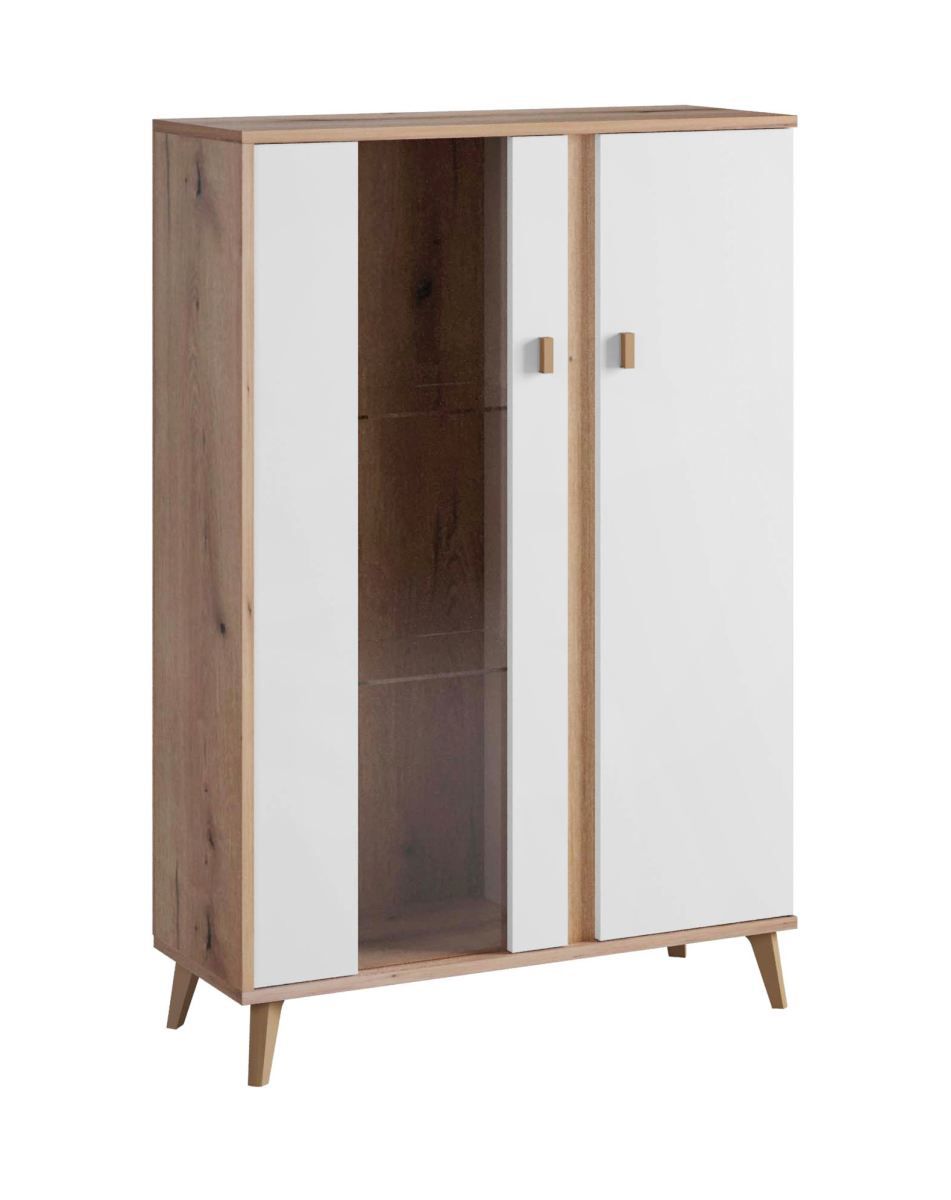 Sisamon 05 display cabinet, color: Artisan oak / white - Dimensions: 133 x 90 x 35 cm (H x W x D)