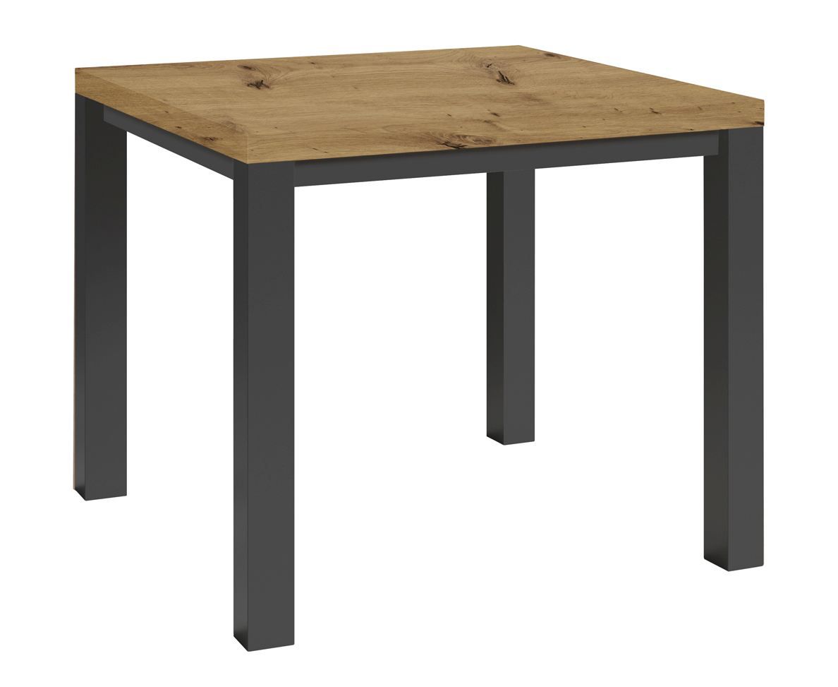 Small dining table Varbas 01, square, Artisan oak / matt black, 80 x 80 cm, suitable as a side table and kitchen table, two-tone, modern