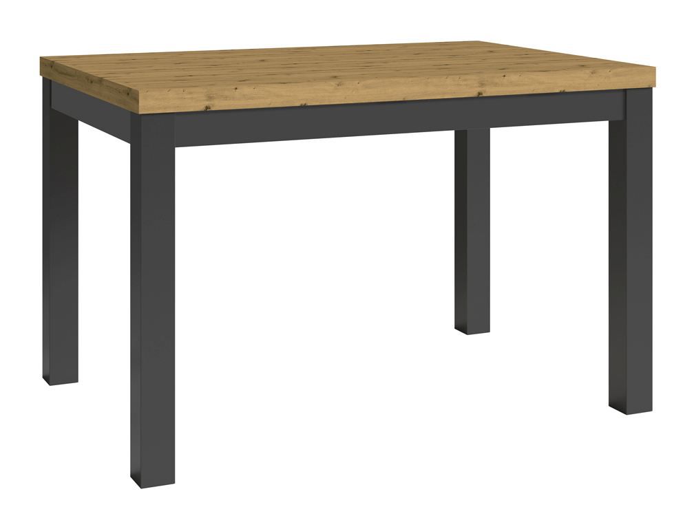 Varbas 02 rectangular dining table with dark legs, Artisan oak / matt black, 120 x 80 cm, plenty of storage space, very sturdy, two-tone design