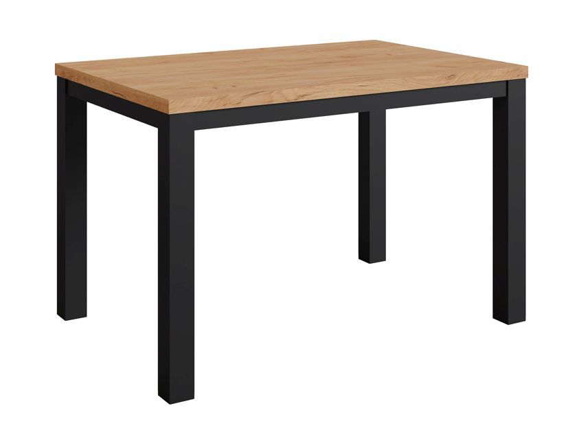 Stylish dining table Varbas 02, two-tone, oak gold craft / matt black, 120 x 80 cm, robust construction, durable kitchen table, modern