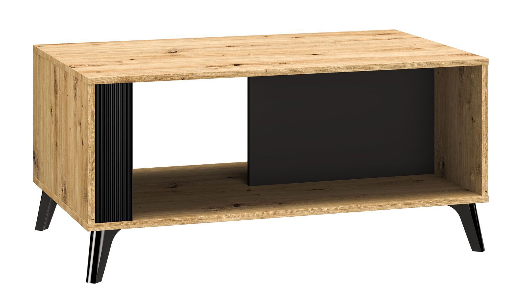 Coffee table Lassila 07, Colour: Oak Artisan / Black - Measurements: 47 x 100 x 60 cm (H x W x D)