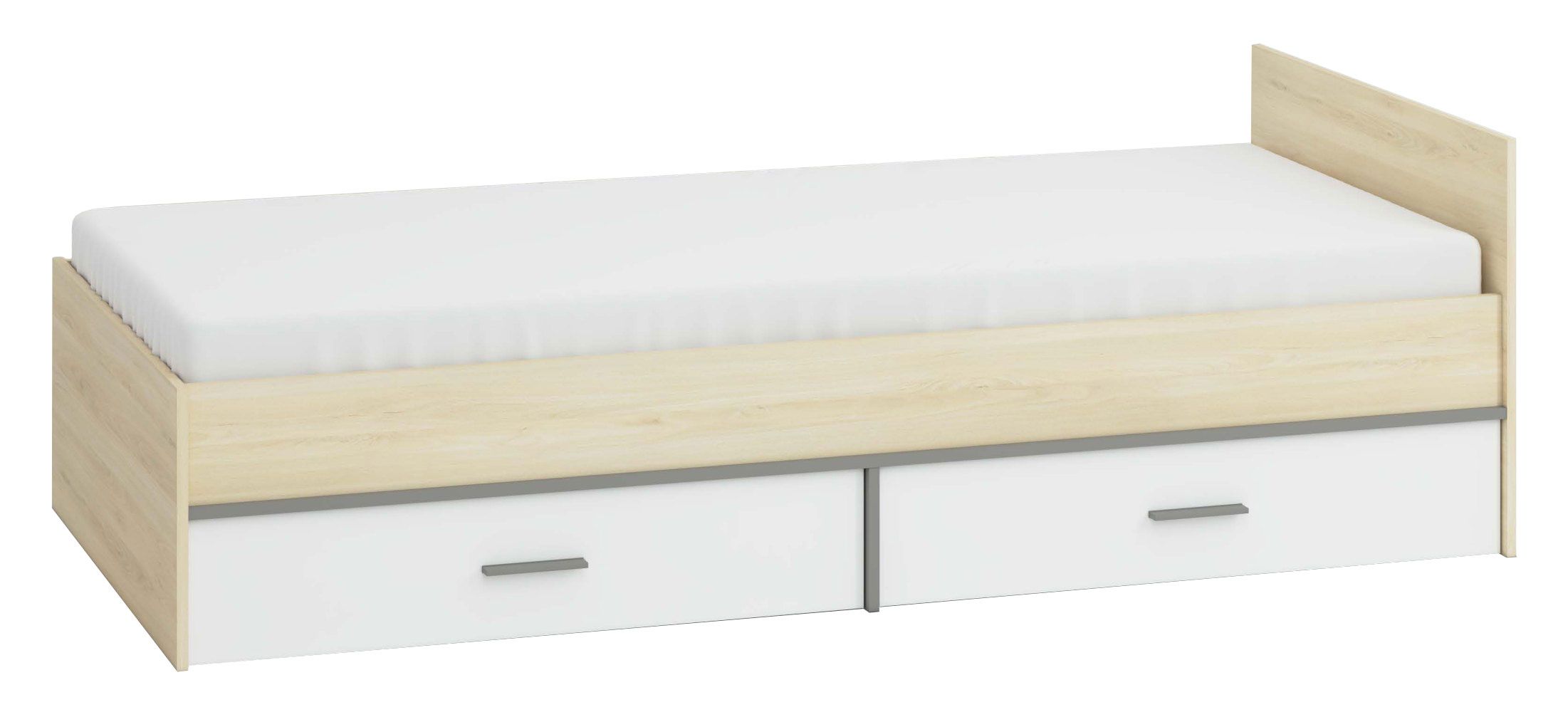 Children bed / Kid bed Jurupa 11, Colour: Beech / White / Platinum Grey - Lying area: 90 x 200 cm (w x l), with 2 drawers