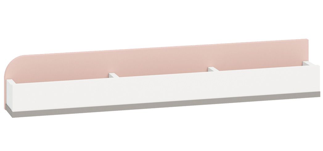 Children's room - Suspended rack / Wall shelf Renton 14, Colour: Platinum Grey / White / Powder Pink - Measurements: 15 x 92 x 12 cm (h x w x d)