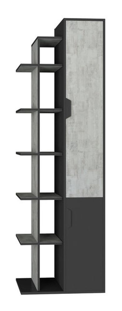 Children's room Wardrobe Sprimont 04, Colour: Dark Grey / Grey - Measurements: 195 x 60 x 40 cm (H x W x D)