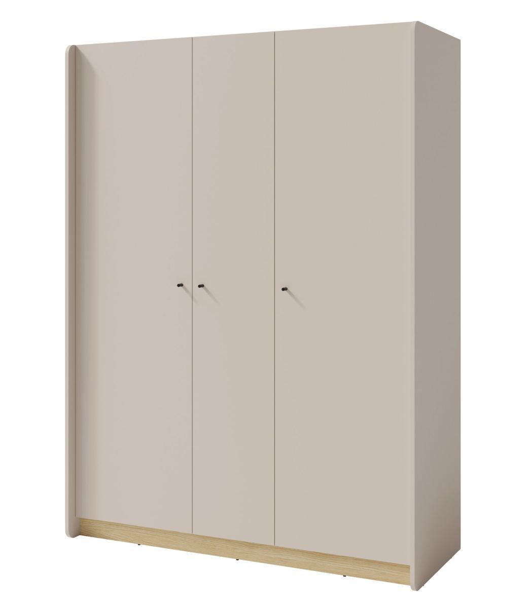 Modern closet Sampont 01, beige / light oak, 195 x 145 x 52 cm, with 12 compartments and 1 clothes rail, ABS edges, robust and durable