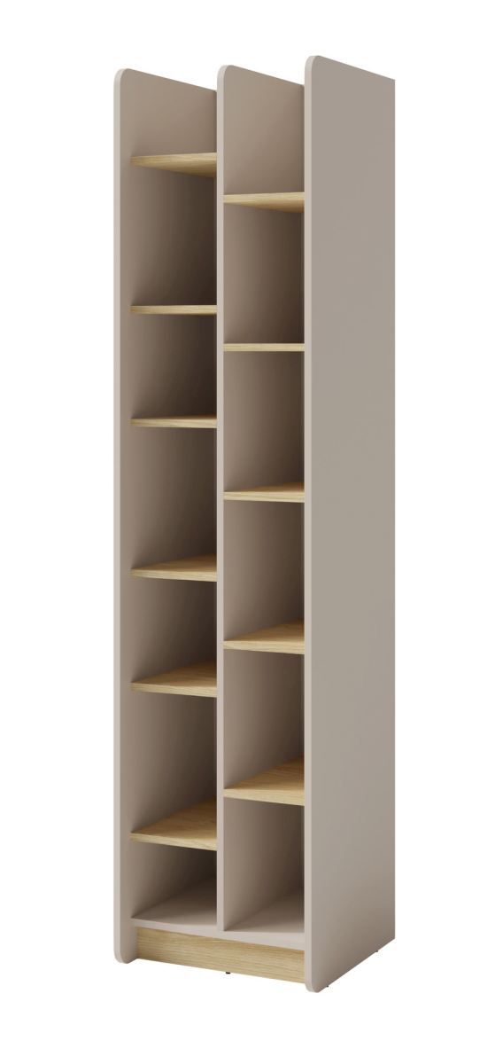 Sampont 04 shelf unit, beige / light oak, 195 x 55 x 42 cm, with 11 compartments, ABS edges, high-quality workmanship, stable and of high quality