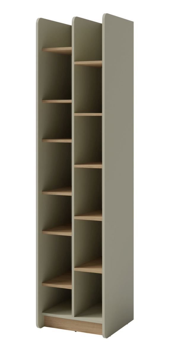 Sampont 04 shelf unit, mint green / dark oak, 195 x 55 x 42 cm, with 11 compartments, ABS edges, high-quality workmanship, stable and of high quality