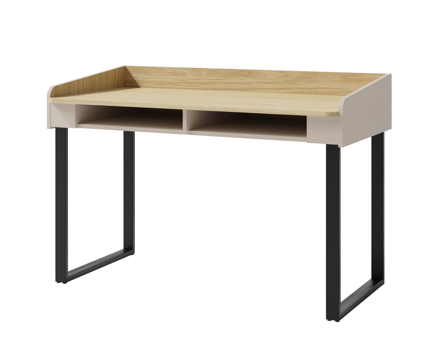 Sampont 10 desk, beige / light oak, 83 x 125 x 65 cm, with 2 practical compartments, ABS edges, plenty of storage space, quick and easy assembly