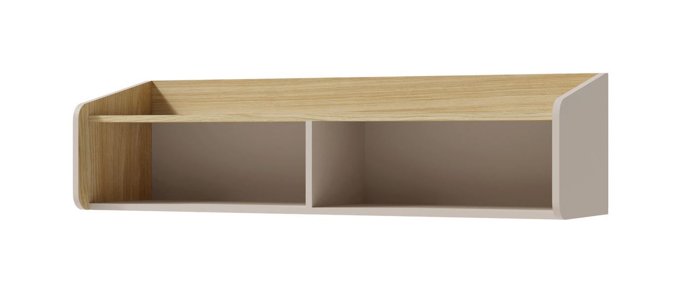 Sampont 11 wall shelf, beige / light oak, 33 x 125 x 33 cm, with 2 spacious compartments, hanging shelf, ABS edges, robust and stable, long service life