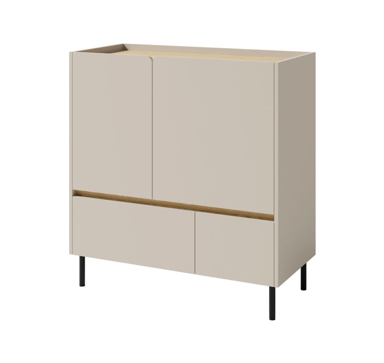 Fricourt 09 chest of drawers, beige / light oak, 105 x 95 x 40 cm, with 4 compartments and 2 drawers, ABS edges, durable and modern