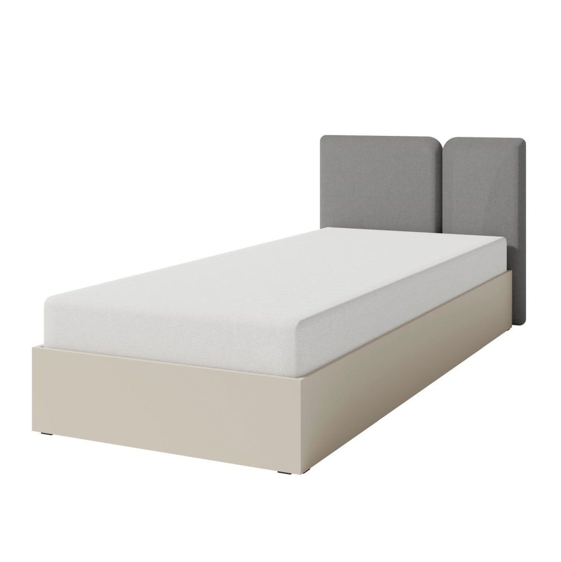 Modern single bed Fricourt 13, beige, lying surface 90 x 200 cm, ABS edges, comfortable guest bed, incl. folding slatted frame, durable