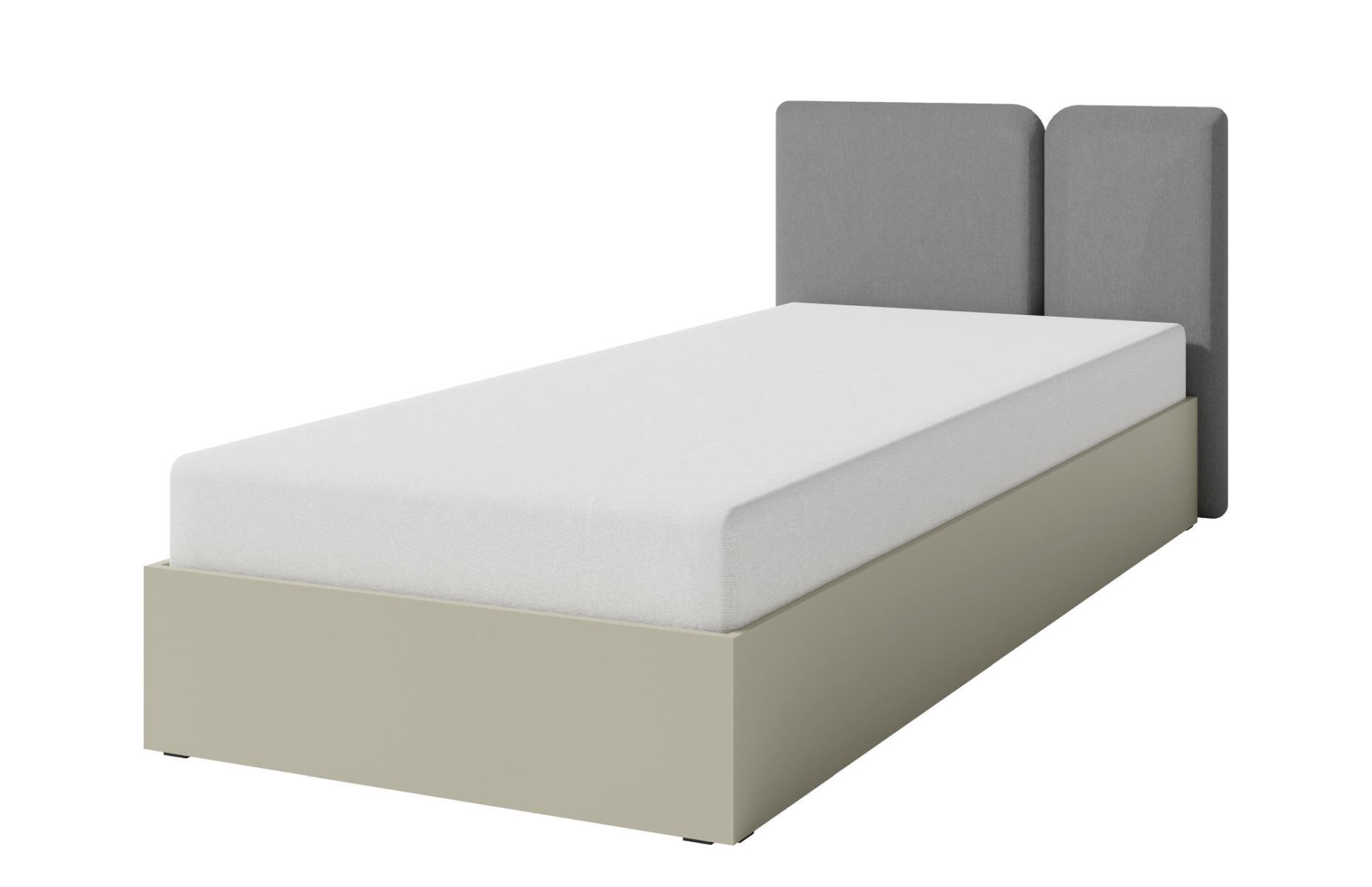 Modern single bed Fricourt 13, mint green, mattress base 90 x 200 cm, ABS edges, comfortable guest bed, incl. folding slatted frame, durable