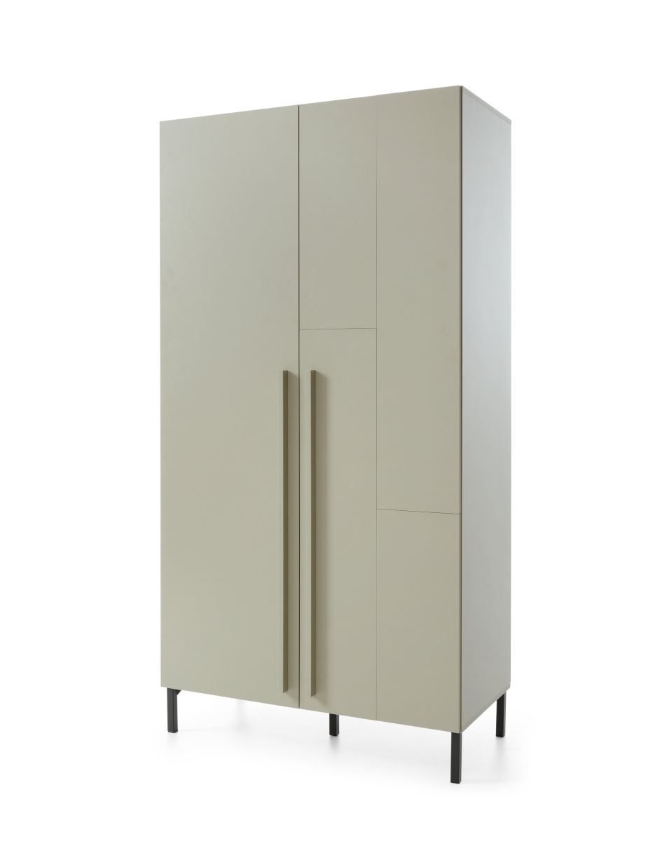 Authie 02 two-door closet, mint green, 195 x 100 x 50 cm, with 5 compartments and 1 clothes rail, ABS edges, high-quality workmanship