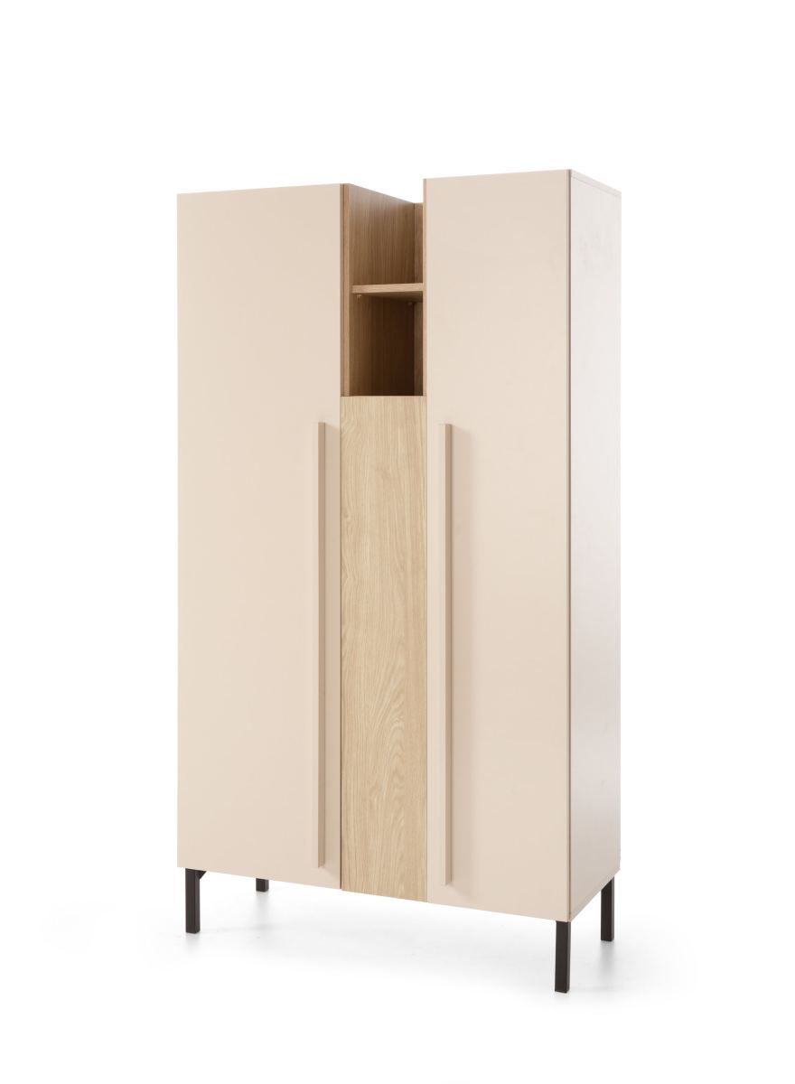 Authie 05 wardrobe, beige / light oak, 165 x 90 x 40 cm, with 9 compartments, ABS edges, high-quality workmanship, stable and high quality