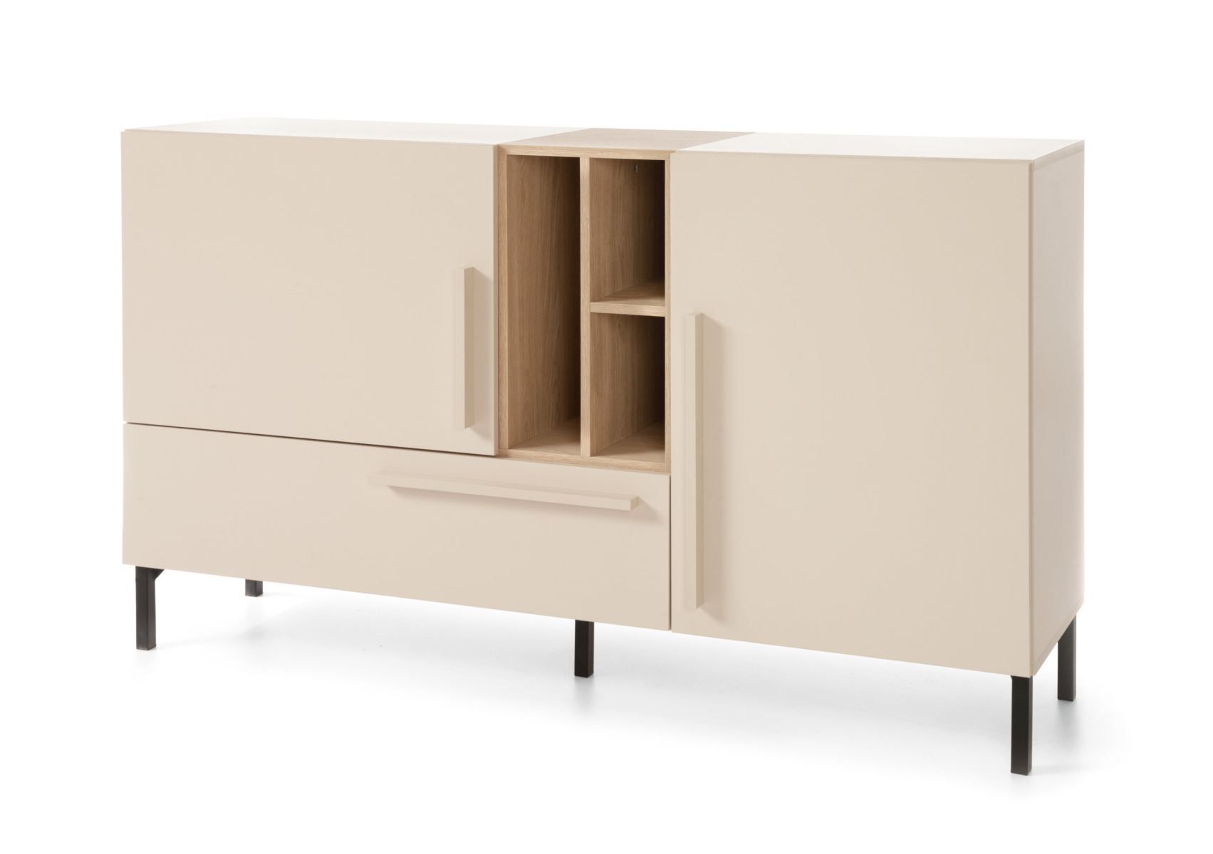 Authie 06 chest of drawers, beige / light oak, 90 x 155 x 40 cm, with 1 drawer and 7 compartments, ABS edges, high-quality workmanship, stable and of high quality