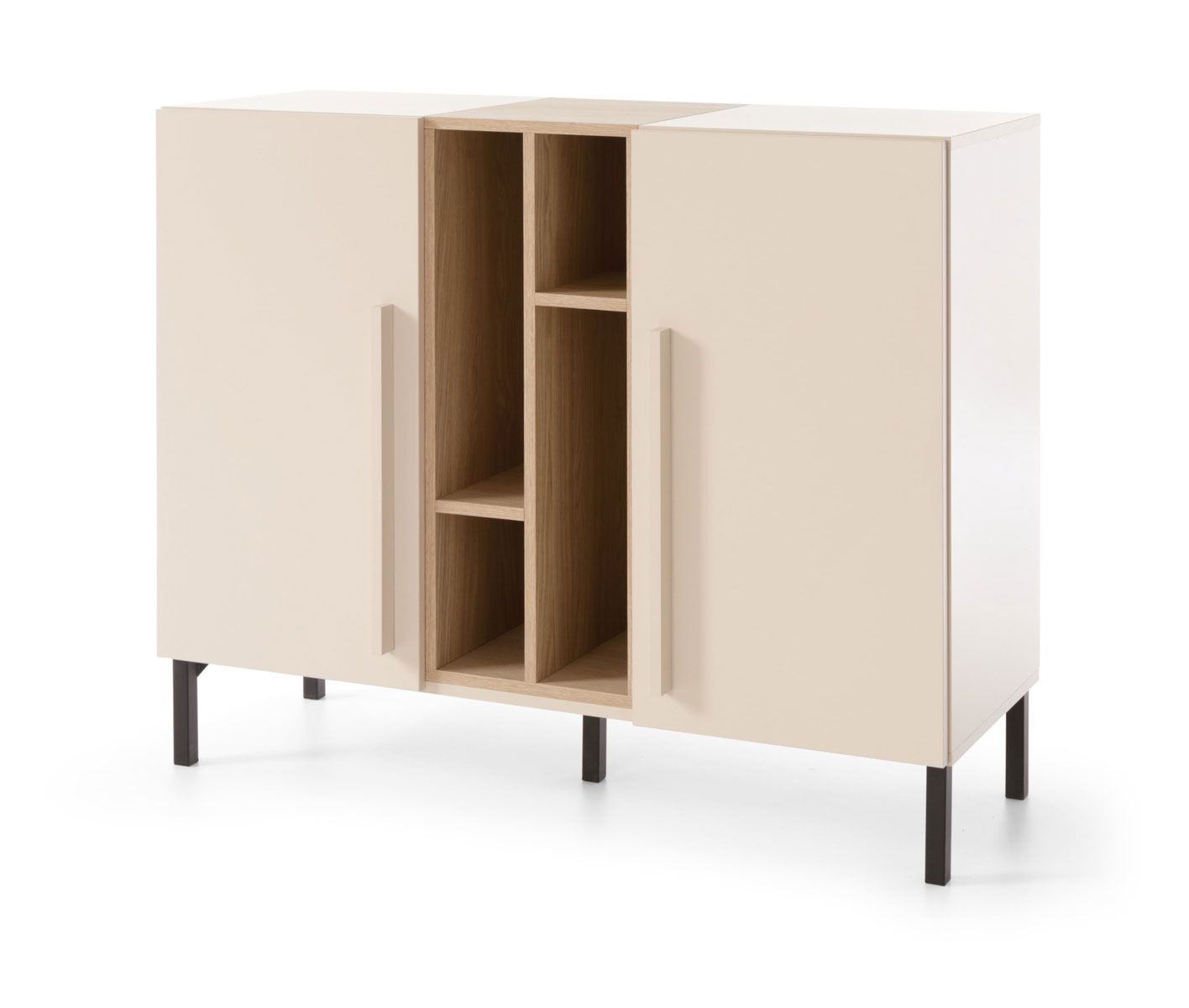 Modern Authie 07 chest of drawers, beige / light oak, 90 x 110 x 40 cm, with 8 compartments, ABS edges, quick and easy assembly