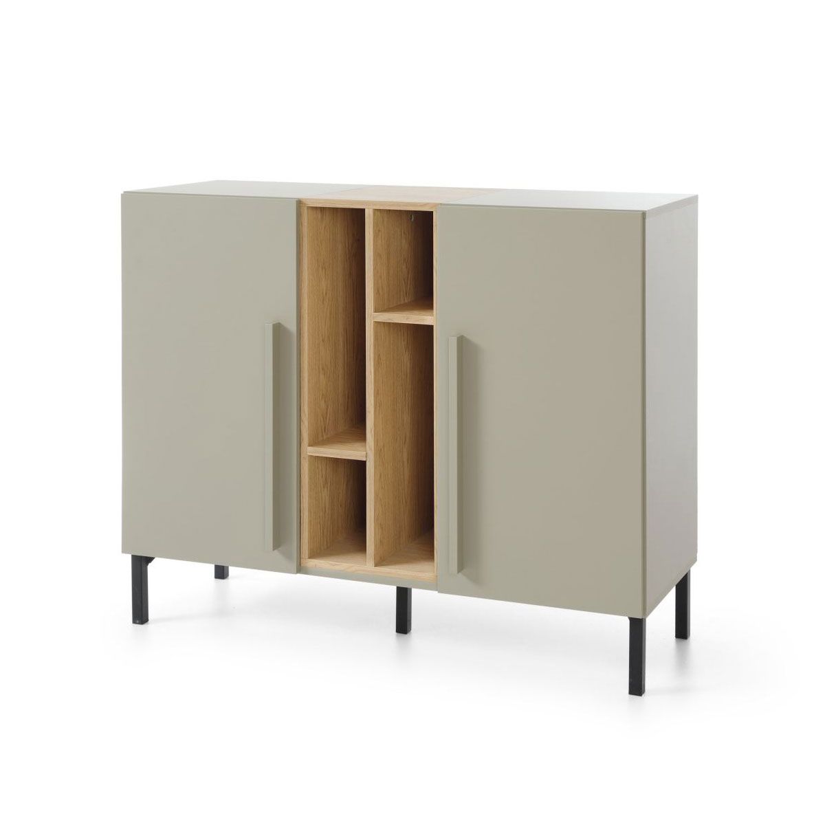 Modern Authie 07 chest of drawers, mint green / dark oak, 90 x 110 x 40 cm, with 8 compartments, ABS edges, quick and easy assembly