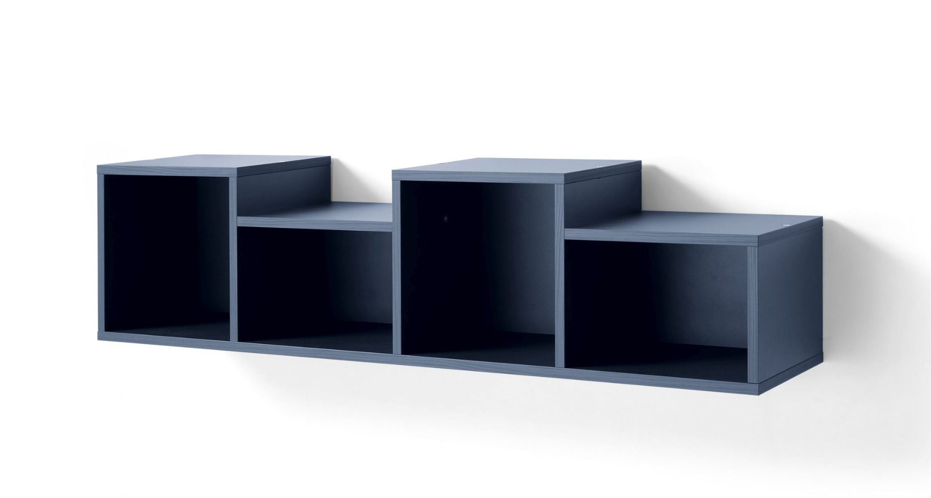 Authie 10 wall shelf, dark blue, 30 x 120 x 25 cm, with 4 spacious compartments, hanging shelf, ABS edges, robust and stable, long service life