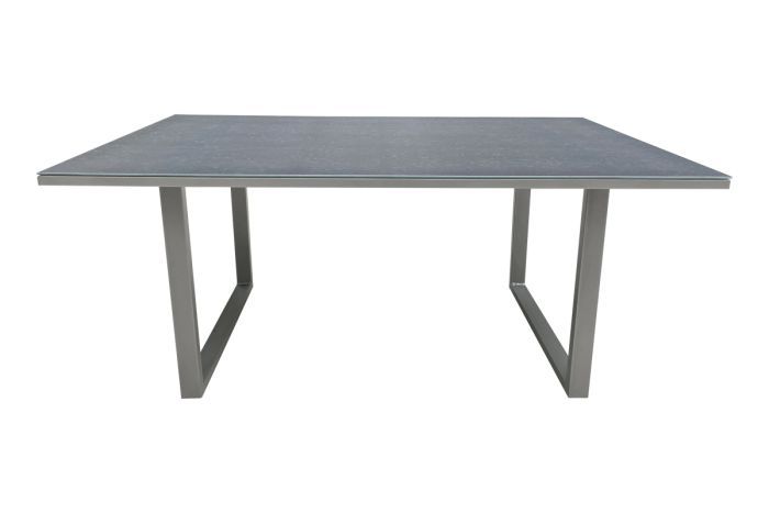 Milan garden table with glass top made of aluminum - Color: grey aluminum, Length: 1400 mm, Width: 800 mm, Height: 590 mm