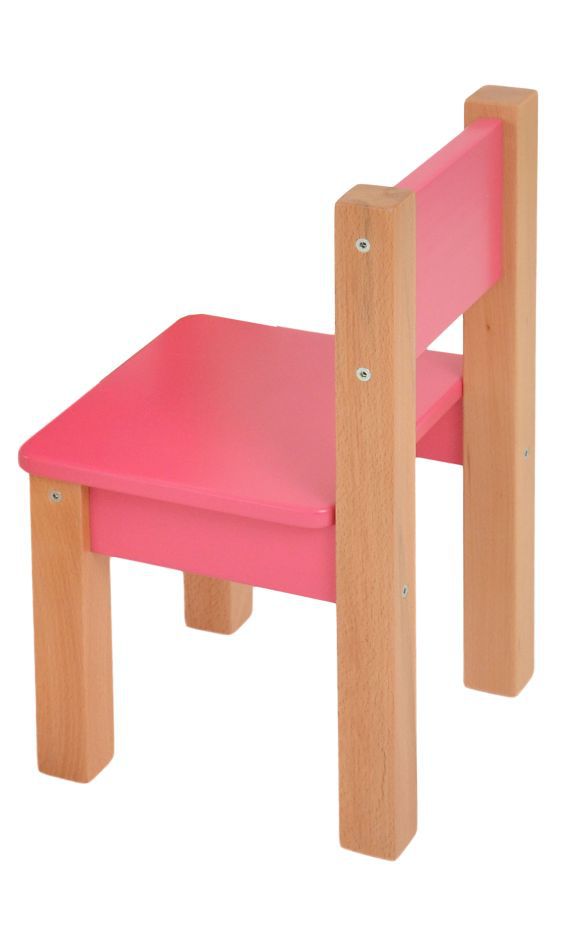 Children's armchair set of 2 Laurenz solid beech wood natural / pink - Dimensions: 50 x 28 x 28 cm (H x W x D)