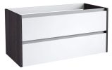 Vanity unit Kolkata 24 with siphon cut-out, colour: Glossy White / oak black - 50 x 100 x 46 cm (h x w x d)