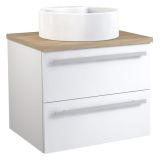 Vanity unit Bidar 50, colour: Glossy White / oak - 53 x 60 x 45 cm (H x W x D)