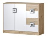 Chest of drawers Fabian 08, Colour: Oak Light brown / White / Grey - 93 x 120 x 40 cm (h x w x d)