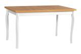 Extendable dining table TEIKA in white/oak, dimensions 80 x 140/180 (W x D), table top height 32 mm, laminated surface, seats up to 10 people