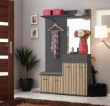 Wardrobe Ringerike 03, color: anthracite / oak Artisan - Dimensions: 203 x 120 x 32 cm (H x W x D), with one mirror