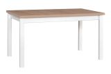 JANIS dining room table in white/oak, scratch-resistant laminate top, dimensions 80 x 120/150 (W x D), table top height of 32 mm, sturdy wooden legs