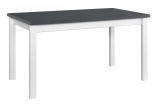 Easily combinable dining table JANIS in white/graphite, dimensions 80 x 120/150 (W x D), table top height of 32 mm, laminate top, sturdy wooden legs