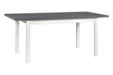 Extendable dining room table LAMA in white/graphite, dimensions 80 x 140/180 (W x D), table top height of 32 mm, scratch-resistant laminate top, wooden legs