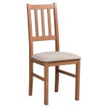 Orenburg dining chair, comfortably upholstered seat, beige cover, seat height 47 cm, T-25 foam upholstery, solid beech wood in light walnut