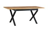 MENT dining table in black/oak, dimensions 80 x 140/180 cm (W x D), table top height of 32 mm, sturdy metal legs, laminated beech wood top