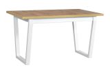 Large KRISTAP dining table in beech / white laminated wooden top, dimensions 80 x 140/180 cm (W x D), table top height of 32 mm, sturdy metal legs