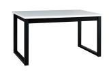 MALKA dining table in white/black, extendable, dimensions 80 x 140/180 cm (H x D), table top height 32 mm, sturdy metal legs, high strength, laminated surface