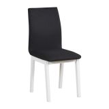 Wooden armchair Pärnu with upholstered seat made of T-25 foam, made of beech wood in white, fabric color black, seat height of 47 cm, durable wood