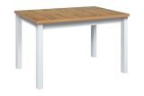 BAIBA dining table in white/oak, dimensions 80 x 120/150 cm (W x D), table top height 32 mm, scratch-resistant laminate top, sturdy wooden legs, good wood grain