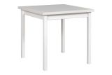 Square dining room table LIGA in white, easy to combine, scratch-resistant laminate, dimensions 80 x 80 (W x D), table top height of 32 mm, wooden legs