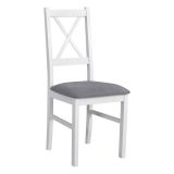 Upholstered dining chair Derbent in white made of beech wood, seat height 47 cm, upholstery made of T-25 foam, fabric color: grey, solid wood, durable