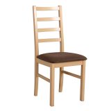 Koknese dining chair with T-25 foam seat cushion, brown fabric, beech wood in oak, seat height of 47 cm, durable wood, high quality