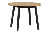 ANDRA round dining table in black/oak, dimensions Ø 100 (H x D), tabletop height 32 mm, tabletop scratch-resistant laminate, easy to combine