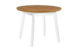 ANSIS round dining room table in white/oak, dimensions Ø 100/130, table top height 32 mm, veneered surface, wooden legs, robust, high-quality wood