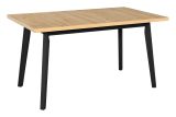 ARONS dining table in black/oak, dimensions 80 x 140/180 cm (W x D), table top height of 32 mm, veneered table top, easy to combine, wooden legs