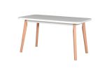 DUJA dining table in white/beech, dimensions 80 x 140/180 cm (W x D), table top height of 32 mm, veneered surface, beautiful grain, easy to combine