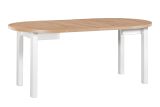 ILZE extendable dining table in a simple design, white/oak, space-saving, dimensions Ø 100/180 (H x D), tabletop height 32 mm, laminated tabletop