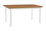 SARMIT dining table in white/oak, dimensions 80 x 140/180 cm (W x D), table top height of 32 mm, seats up to 10 people, veneered table top